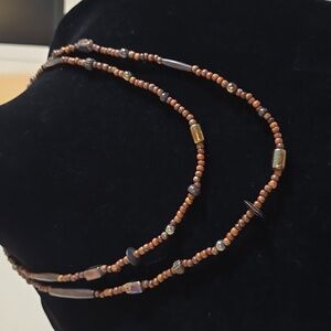 Wood beaded long necklace J45